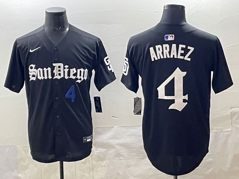 Men 2025 San Diego Padres 4 Arraez Black Five generations Joint Name Nike MLB Jersey style 5
